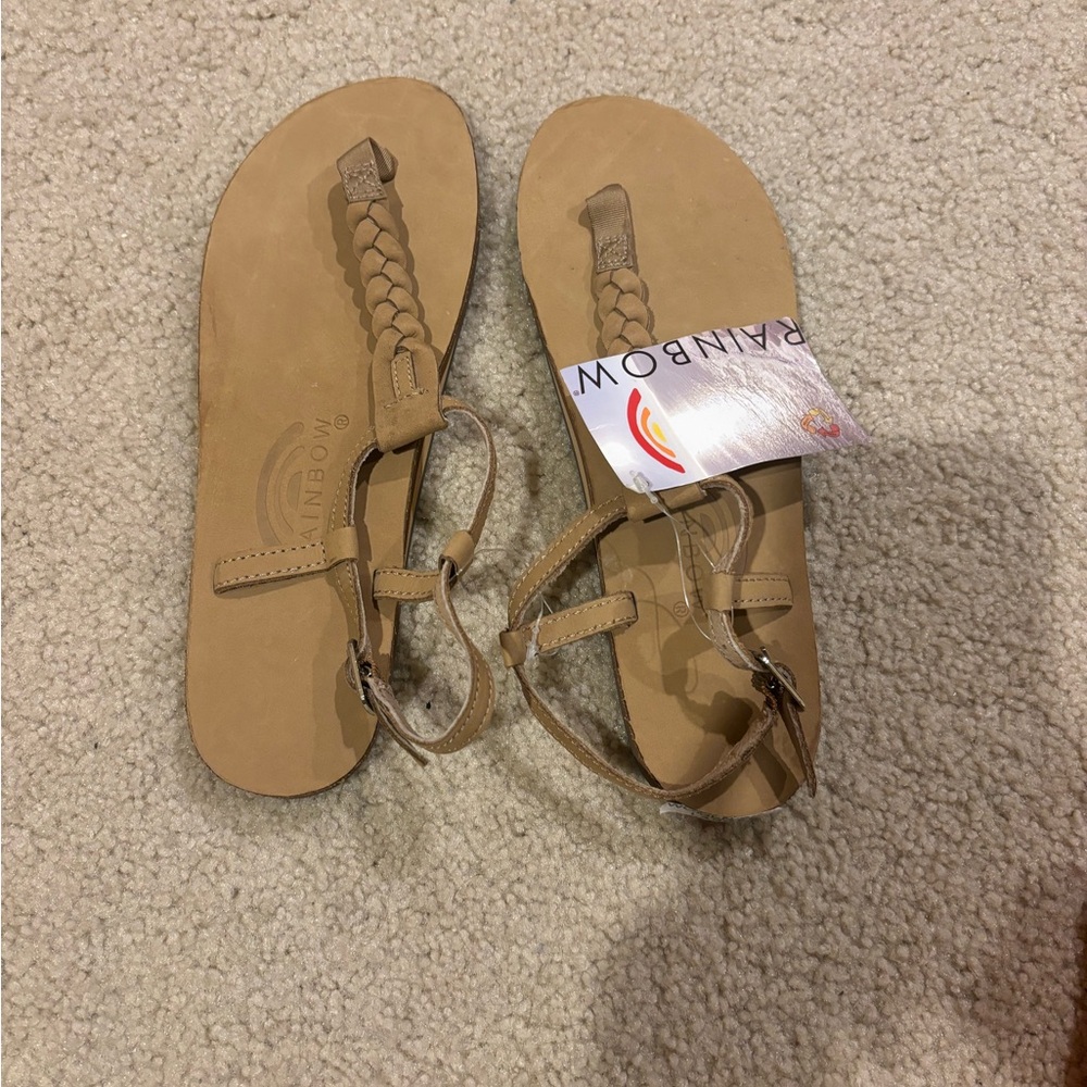 Rainbow Tan Sandals Braided Minimalist Design